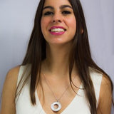 OJCO - Italian Made Circle of Life, 925 Sterling Silver Mother of Pearl Pendant on a 60cm 925 Sterling Silver Chain