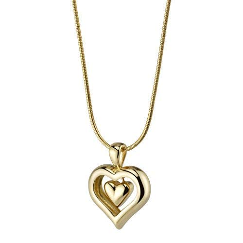 The Eternity Heart 18kt Gold Finish Cremation Jewelry Urn Pendant Memorial Keepsake Necklace for Ashes with 20" Snake Chain