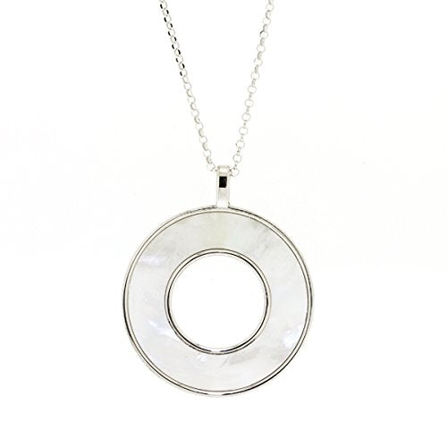OJCO - Italian Made Circle of Life, 925 Sterling Silver Mother of Pearl Pendant on a 60cm 925 Sterling Silver Chain