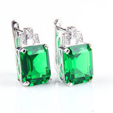 Qingorange Women 8ct Green Emerald Cut Clip Earrings 925 Sterling Silver Jewelry