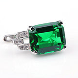 Qingorange Women 8ct Green Emerald Cut Clip Earrings 925 Sterling Silver Jewelry