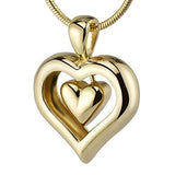 The Eternity Heart 18kt Gold Finish Cremation Jewelry Urn Pendant Memorial Keepsake Necklace for Ashes with 20" Snake Chain