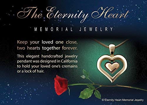 The Eternity Heart 18kt Gold Finish Cremation Jewelry Urn Pendant Memorial Keepsake Necklace for Ashes with 20" Snake Chain