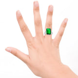 QingOrange Women 5.9ct Green Emerald Ring 925 Sterling Silver Engagemen Wedding Jewelry