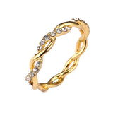 Niome 14K Gold Twisted Crystal Diamond Ring Women's Engagement Wedding Bridal Rings