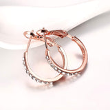SURPRISE PIE Hoop Earrings, Cubic Zirconia 18K Rose Gold Plated Round Earrings for Womens, Rhinestone Girls Fashion CZ Earings