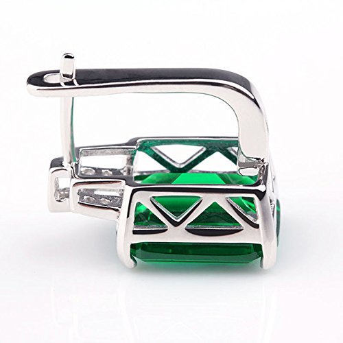 Qingorange Women 8ct Green Emerald Cut Clip Earrings 925 Sterling Silver Jewelry