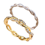 Niome 14K Gold Twisted Crystal Diamond Ring Women's Engagement Wedding Bridal Rings