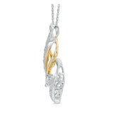 Caperci Sterling Silver and Gold Plated 1ct Cubic Zirconia Diamond Accent "MOM" Flame Twist Pendant Necklace for Women