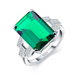 QingOrange Women 5.9ct Green Emerald Ring 925 Sterling Silver Engagemen Wedding Jewelry