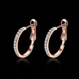 SURPRISE PIE Hoop Earrings, Cubic Zirconia 18K Rose Gold Plated Round Earrings for Womens, Rhinestone Girls Fashion CZ Earings