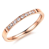 Titanium Stainless Steel Gold Color Women Ring Finger Bands Crystal Lady Gifts, Size US Size 4-8