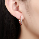 SURPRISE PIE Hoop Earrings, Cubic Zirconia 18K Rose Gold Plated Round Earrings for Womens, Rhinestone Girls Fashion CZ Earings
