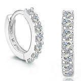 Koalcom Women Single Row Full Drill AAA Zircon Ear Buckles White Gold Plating Earrings