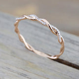 Niome 14K Gold Twisted Crystal Diamond Ring Women's Engagement Wedding Bridal Rings