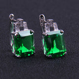 Qingorange Women 8ct Green Emerald Cut Clip Earrings 925 Sterling Silver Jewelry