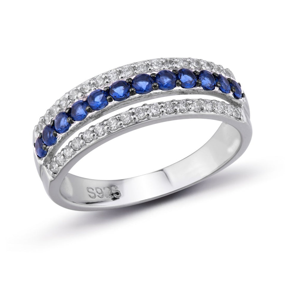 925 Sterling Silver CZ Sapphire Color Rings Blue Nano Cubic Zirconia Stones