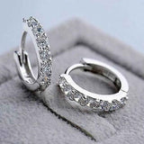 Koalcom Women Single Row Full Drill AAA Zircon Ear Buckles White Gold Plating Earrings