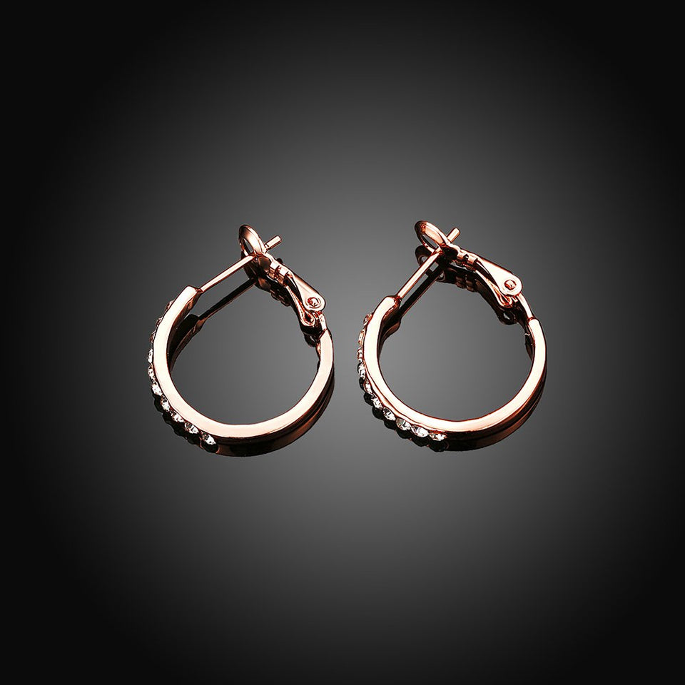 SURPRISE PIE Hoop Earrings, Cubic Zirconia 18K Rose Gold Plated Round Earrings for Womens, Rhinestone Girls Fashion CZ Earings
