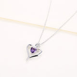 Caperci 925 Sterling Silver Heart Pendant Necklace Made with Heart Created Amethyst