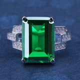 QingOrange Women 5.9ct Green Emerald Ring 925 Sterling Silver Engagemen Wedding Jewelry