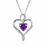 Caperci 925 Sterling Silver Heart Pendant Necklace Made with Heart Created Amethyst