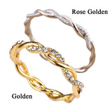 Niome 14K Gold Twisted Crystal Diamond Ring Women's Engagement Wedding Bridal Rings