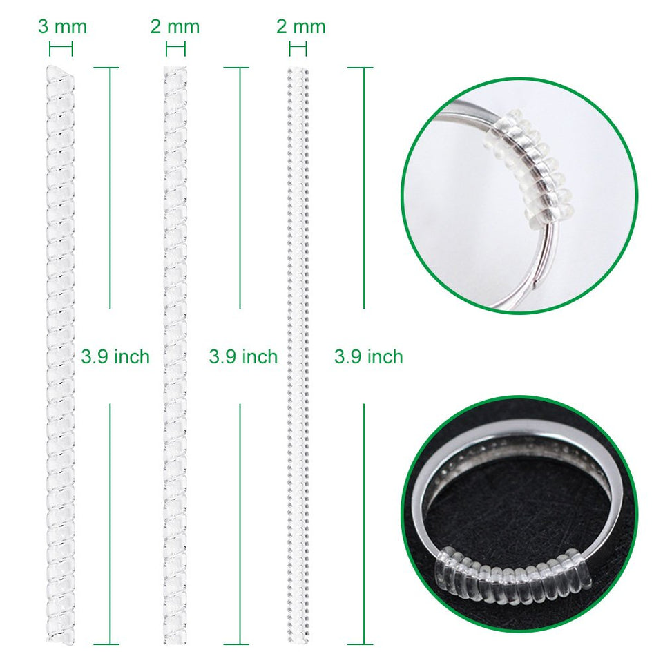 Anpro Set of 15 Ring Size Adjuster with 3 Sizes Clear Ring Sizer Resizer Fit for Loose Rings(2mm/3mm)