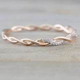 Niome 14K Gold Twisted Crystal Diamond Ring Women's Engagement Wedding Bridal Rings