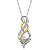 Caperci Sterling Silver and Gold Plated 1ct Cubic Zirconia Diamond Accent "MOM" Flame Twist Pendant Necklace for Women