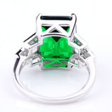 QingOrange Women 5.9ct Green Emerald Ring 925 Sterling Silver Engagemen Wedding Jewelry