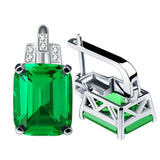 Qingorange Women 8ct Green Emerald Cut Clip Earrings 925 Sterling Silver Jewelry