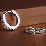 Koalcom Women Single Row Full Drill AAA Zircon Ear Buckles White Gold Plating Earrings