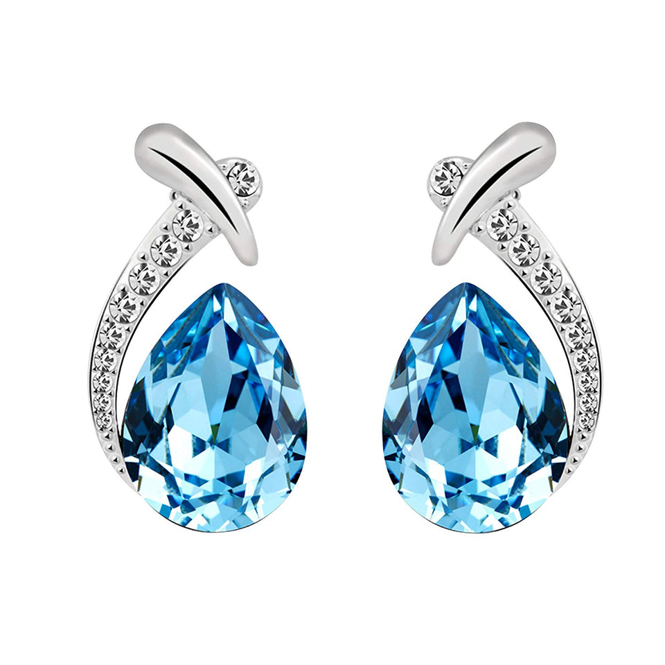 T400 Jewelers Fashion Earrings for Women Waterdrop Shape with Crystals Birthday Gift for Her