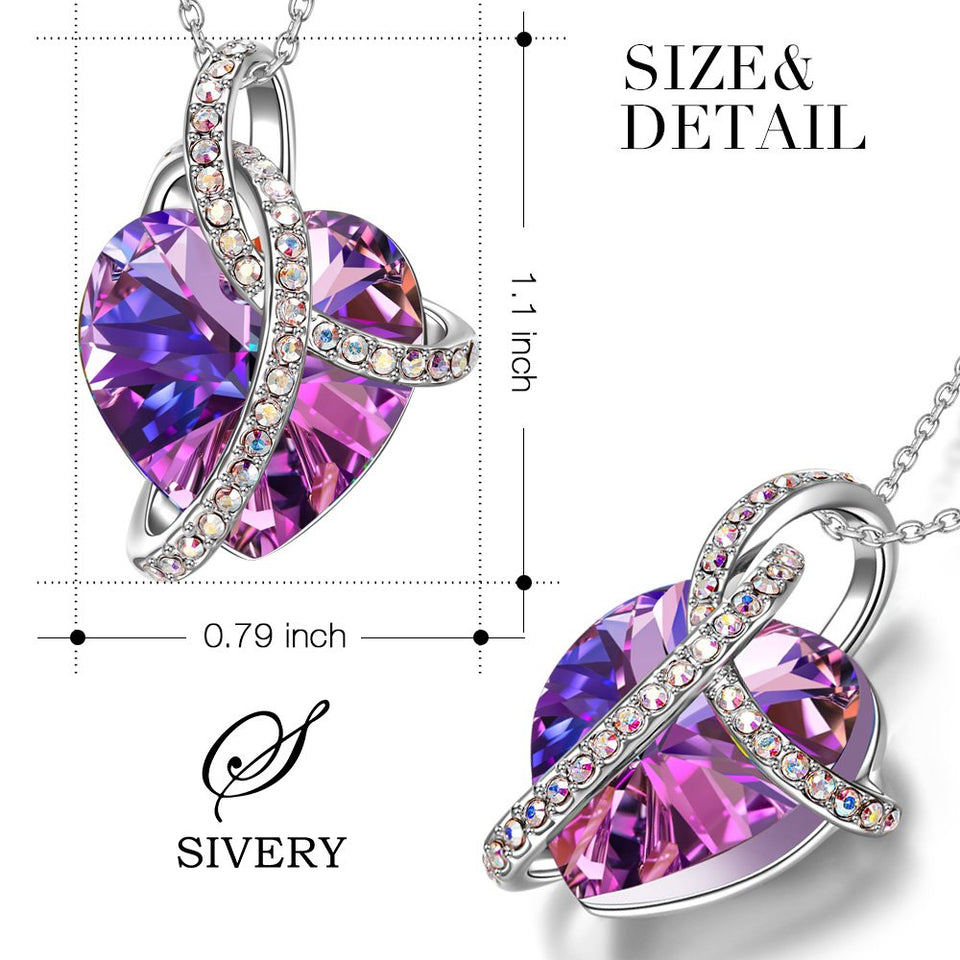 SIVERY Birthday Gifts 'Love Heart' Women Jewelry Necklace with Swarovski Crystals, Gifts for Mom