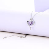 Caperci 925 Sterling Silver Heart Pendant Necklace Made with Heart Created Amethyst