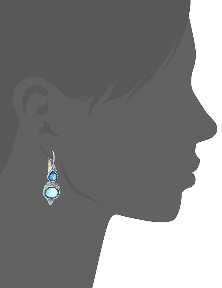 1928 Jewelry Vintage Inspired Silver-Tone Tonal Blue Drop Earrings
