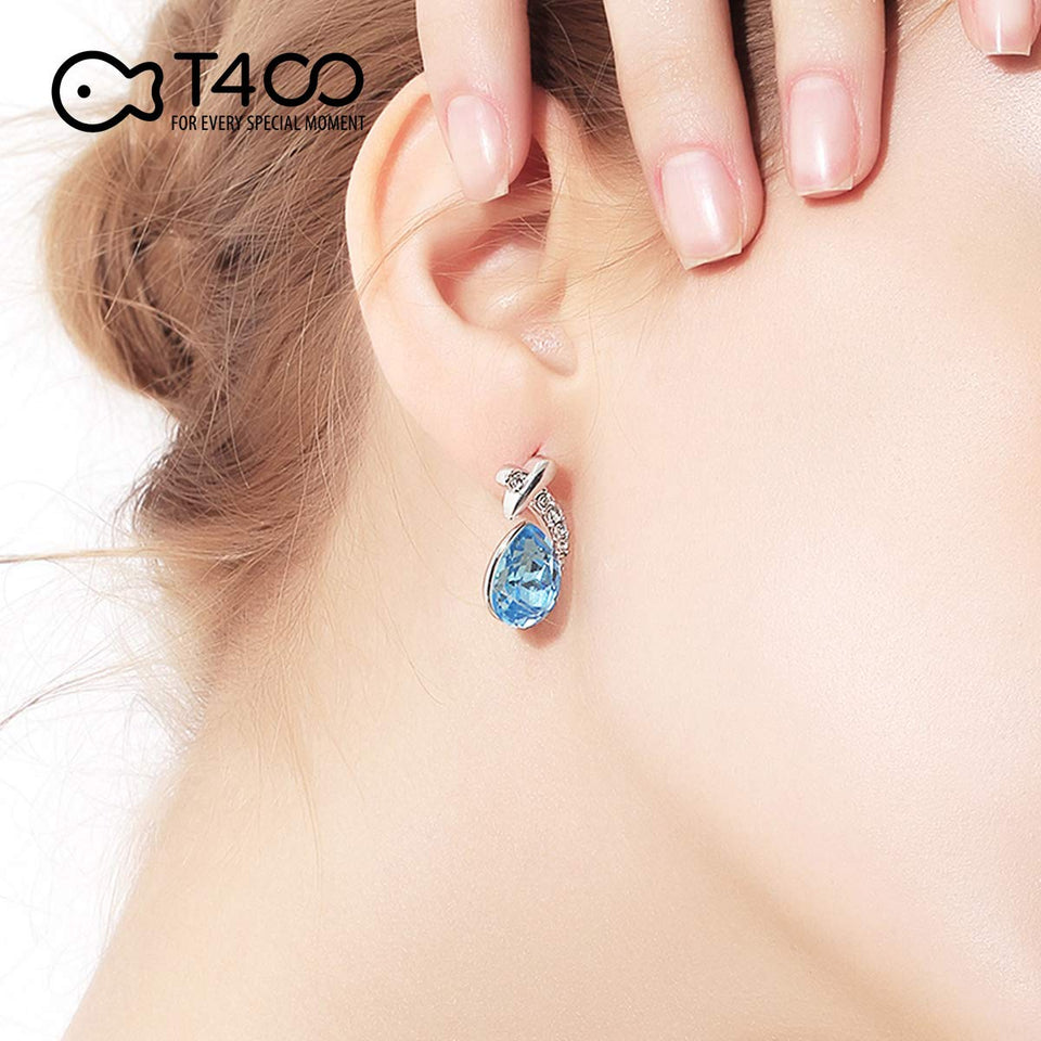 T400 Jewelers Fashion Earrings for Women Waterdrop Shape with Crystals Birthday Gift for Her