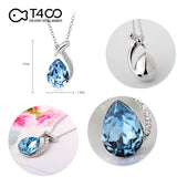 T400 Jewelers Necklace for Women Waterdrop Pendant with Crystal Birthday Gift for Her