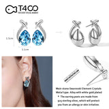 T400 Jewelers Fashion Earrings for Women Waterdrop Shape with Crystals Birthday Gift for Her