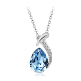 T400 Jewelers Necklace for Women Waterdrop Pendant with Crystal Birthday Gift for Her