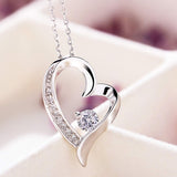T400 Jewelers Sterling Silver Necklace for Women Love Heart Pendant Birthday Gift for Her