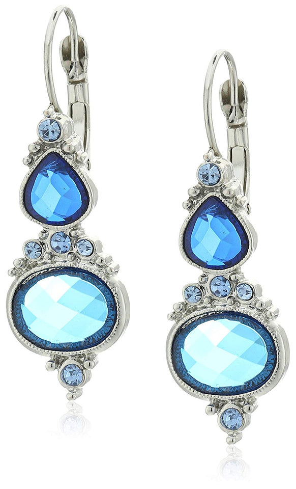 1928 Jewelry Vintage Inspired Silver-Tone Tonal Blue Drop Earrings