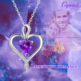 Caperci 925 Sterling Silver Heart Pendant Necklace Made with Heart Created Amethyst