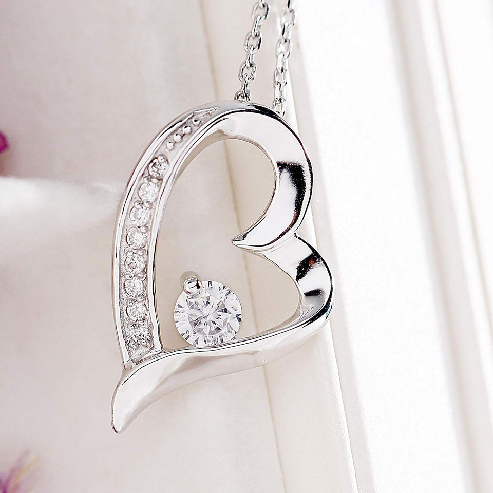 T400 Jewelers Sterling Silver Necklace for Women Love Heart Pendant Birthday Gift for Her
