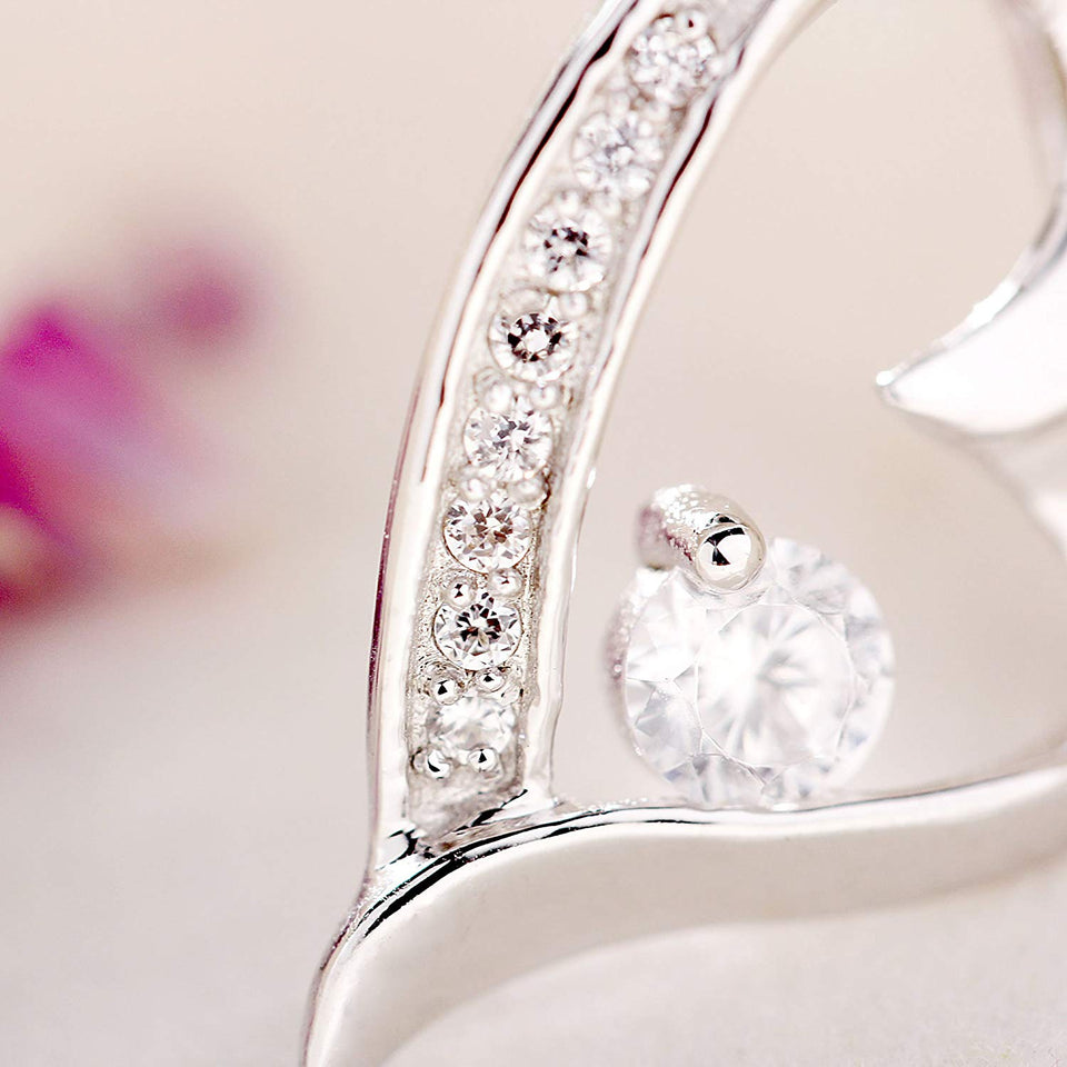 T400 Jewelers Sterling Silver Necklace for Women Love Heart Pendant Birthday Gift for Her