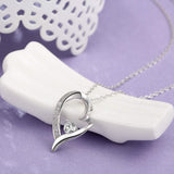 T400 Jewelers Sterling Silver Necklace for Women Love Heart Pendant Birthday Gift for Her