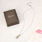 Caperci Sterling Silver and Gold Plated 1ct Cubic Zirconia Diamond Accent "MOM" Flame Twist Pendant Necklace for Women