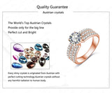AMdxd Jewelry Gold Plated Women's Engagement Rings Big Round CZ with 3 Rows Crystal 7MM Width